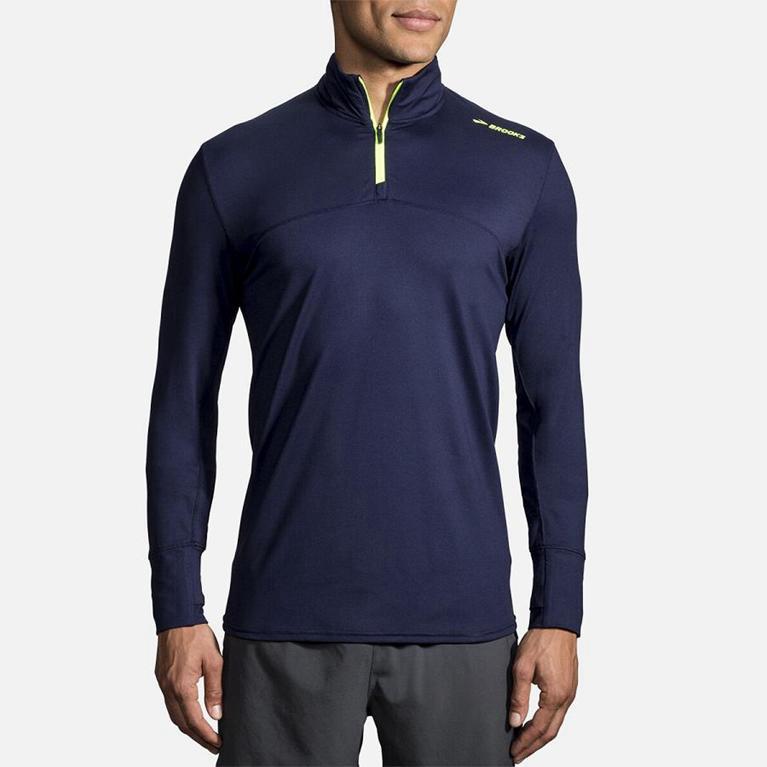 Brooks Men's DASH HALF ZIP Running Jackets - Blue - Canada (RISKM-6139)